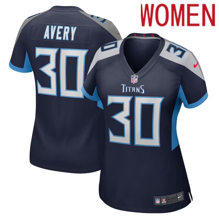 Women Tennessee Titans 30 Tre Avery Nike Navy Game Player NFL Jersey